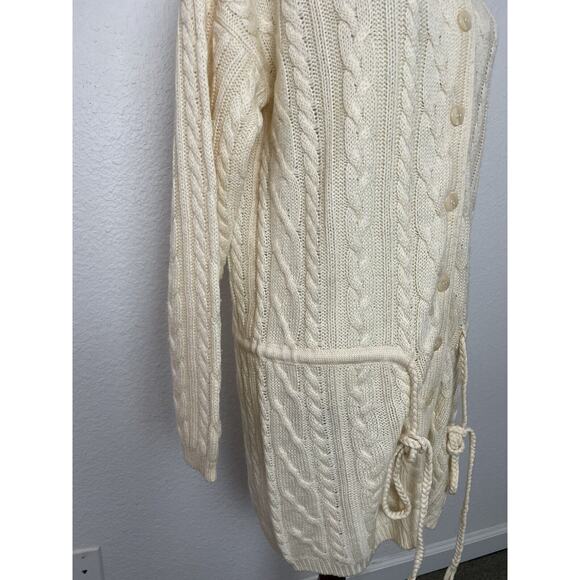 Contempo Casuals Vintage Sweater Women Sz M Cardigan Hoodie Wool Blend Ivory - Picture 7 of 11